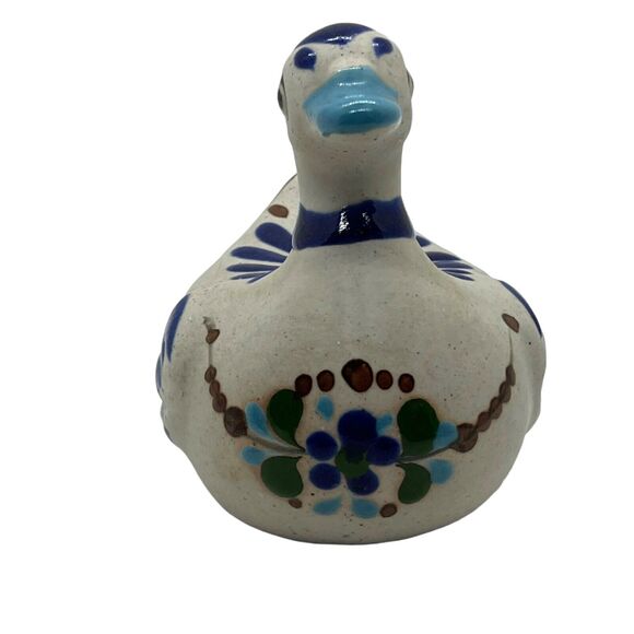 Mexican Pottery Duck Vintage Sandstone Figurine Tonala Style Bird Retro Decor - Picture 5 of 16